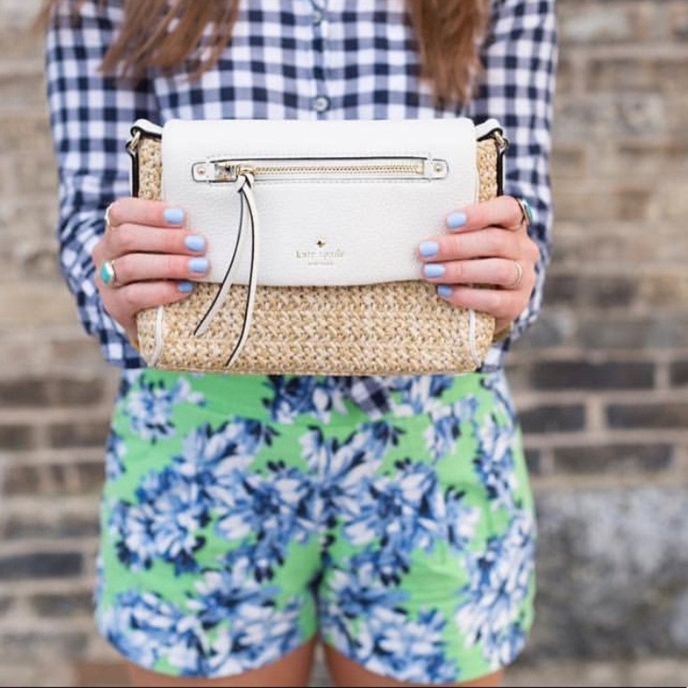 Kate Spade woven + white leather crossbody